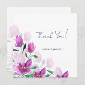 ヴァイオレット・ウォーター・カラー・アートの花の独自性 サンキューカード (正面/裏面)