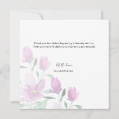 ヴァイオレット・ウォーター・カラー・アートの花の独自性 サンキューカード (裏面)