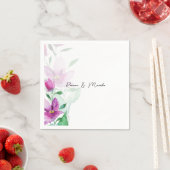 ヴァイオレット・ウォーター・カラー・アートの花の独自性 スタンダードカクテルナプキン (インサイチュ)