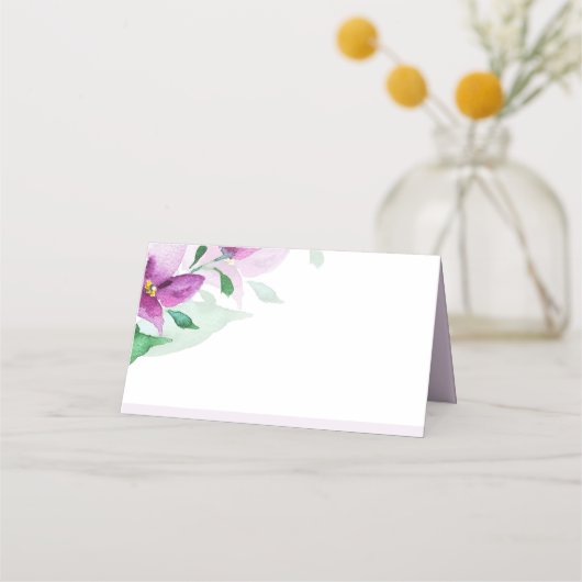 ヴァイオレット・ウォーター・カラー・アートの花の独自性 プレイスカード (裏面)