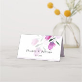 ヴァイオレット・ウォーター・カラー・アートの花の独自性 プレイスカード (正面)