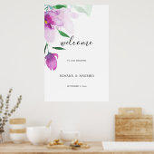 ヴァイオレット・ウォーター・カラー・アートの花の独自性 ポスター (キッチン)