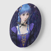 ヴァイオレット・ザ・キュート暗いアカデミアガールファンタジーアート ラージ壁時計 (傾斜)