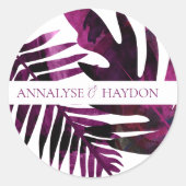 ヴァイオレット、野生のベリーピンクのトロピカル葉結婚的な ラウンドシール (正面)