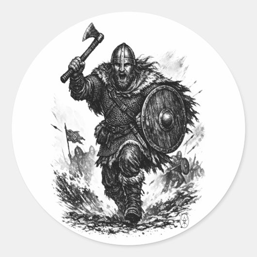 ヴァイキング戦士の突撃 - インクバトル ラウンドシール (正面)