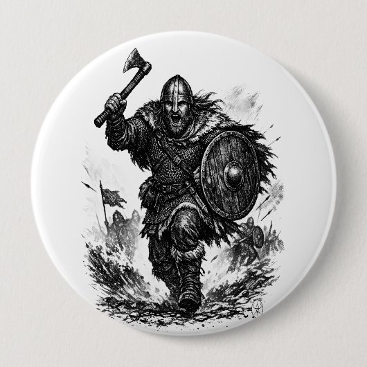 ヴァイキング戦士の突撃 - インクバトル 缶バッジ (正面)