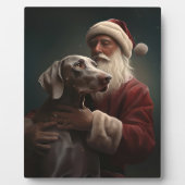 ヴァイマラナーとサンタクロースのクリスマス フォトプラーク (正面)