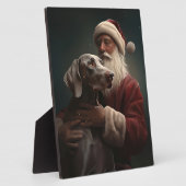 ヴァイマラナーとサンタクロースのクリスマス フォトプラーク (側面)