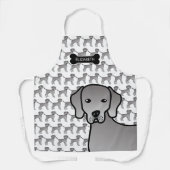 ヴァイマラナー犬のかわいいキャラクターイラストと名前 エプロン (正面)