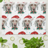 ヴァイマラナー犬のクリスマススター キッチンタオル (折り畳み)