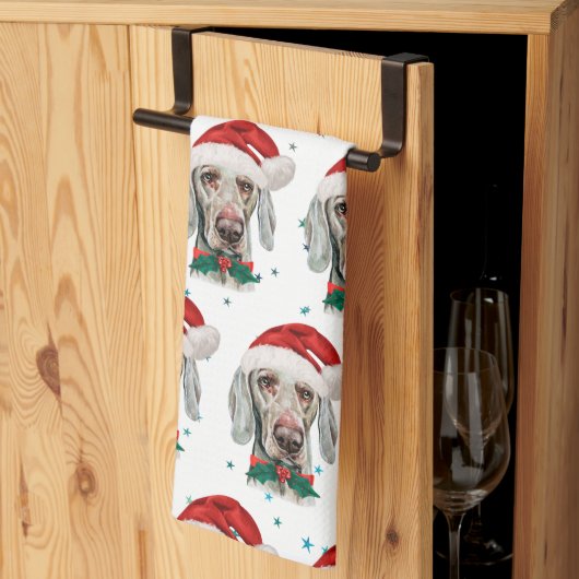 ヴァイマラナー犬のクリスマススター キッチンタオル (三つ折り)