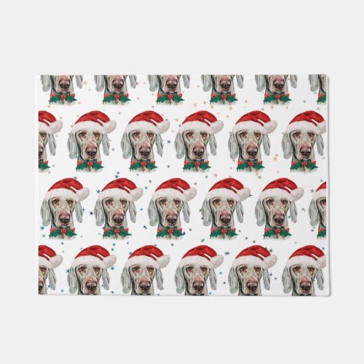 ヴァイマラナー犬のクリスマススター ドアマット (正面)