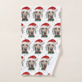 ヴァイマラナー犬のクリスマススター ハンドタオル