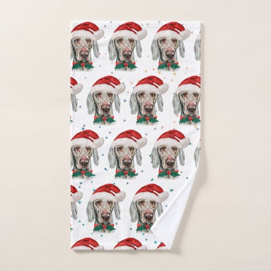 ヴァイマラナー犬のクリスマススター ハンドタオル (ハンドタオル)