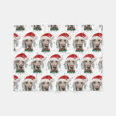 ヴァイマラナー犬のクリスマススター フリースブランケット (正面(横))