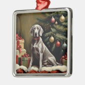 ヴァイマラナー犬のクリスマス メタルオーナメント (左)