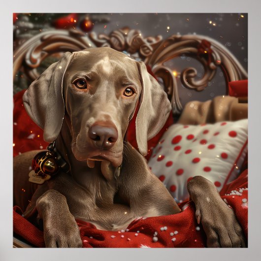 ヴァイマラナー犬 クリスマス 冬のフェスティバル ポスター (正面)