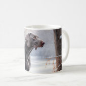 ヴァイマラナー犬 雪が降るクリスマス コーヒーマグカップ (正面右)