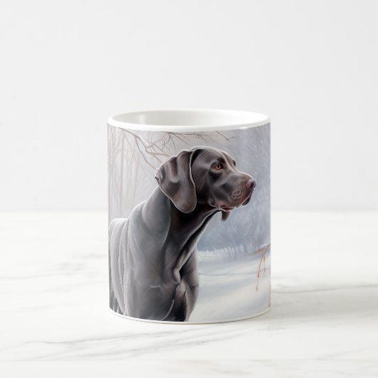 ヴァイマラナー犬 雪が降るクリスマス コーヒーマグカップ (中央)