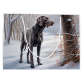 ヴァイマラナー犬 雪が降るクリスマス ラージペーパーバッグ (裏面)