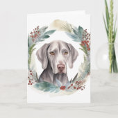 ヴァイマラナー クリスマス リース クリスマスの愛犬 カード (正面)