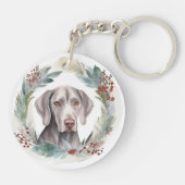 ヴァイマラナー クリスマス リース 祝祭の仔犬 キーホルダー (裏面)