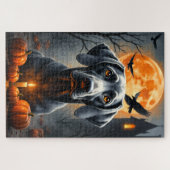 ヴァイマラナー ゴシックマナー ハロウィーン肖像画 アート ジグソーパズル (横)