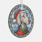 ヴァイマラナー ステンドグラス クリスマス ガラスオーナメント (正面右)