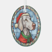 ヴァイマラナー ステンドグラス クリスマス ガラスオーナメント (正面左)