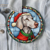 ヴァイマラナー ステンドグラス クリスマス 缶バッジ (インサイチュ)