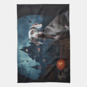 ヴァイマラナー・ハロウィーン・スケアリー キッチンタオル (縦)