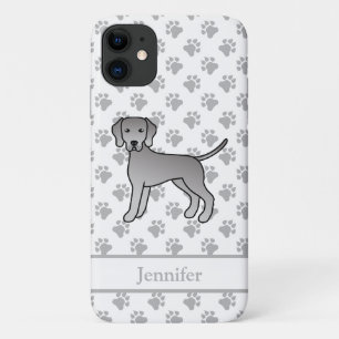 ヴァイマラナー 犬 かわいい カートゥーン イラスト & 名前 iPhone 11 ケース