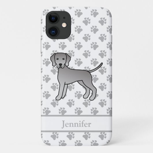 ヴァイマラナー 犬 かわいい カートゥーン イラスト & 名前 Case-Mate iPhoneケース (裏面)