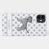 ヴァイマラナー 犬 かわいい カートゥーン イラスト & 名前 Case-Mate iPhoneケース (裏面(横))