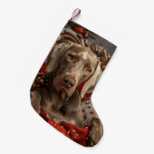 ヴァイマラナー 犬 クリスマス スモールクリスマスストッキング (正面 (吊り時))