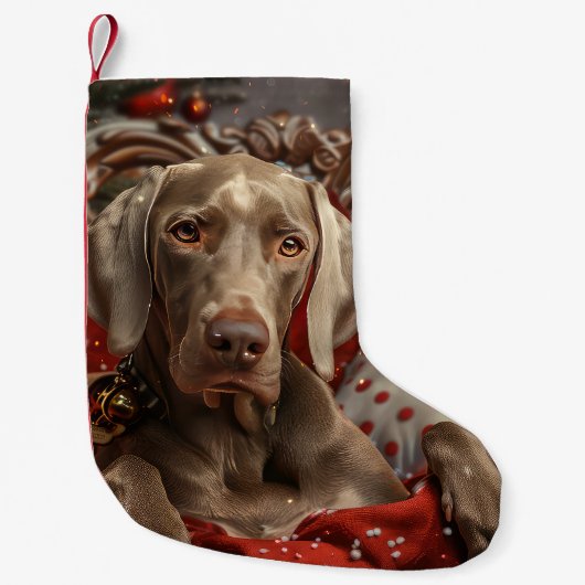 ヴァイマラナー 犬 クリスマス スモールクリスマスストッキング (正面)