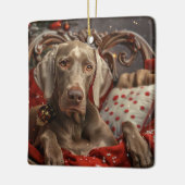 ヴァイマラナー 犬 クリスマス セラミックオーナメント (左)