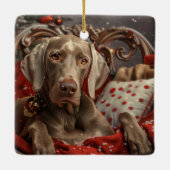 ヴァイマラナー 犬 クリスマス セラミックオーナメント (裏面)