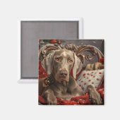 ヴァイマラナー 犬 クリスマス マグネット (正面/裏面)