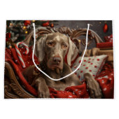 ヴァイマラナー 犬 クリスマス ラージペーパーバッグ (正面)