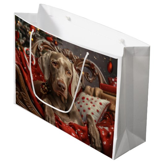 ヴァイマラナー 犬 クリスマス ラージペーパーバッグ (正面アングル)