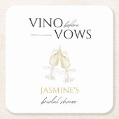 ヴァウズの前にヴィノ ホワイト フラワーの花嫁シャワー スクエアペーパーコースター (正面)