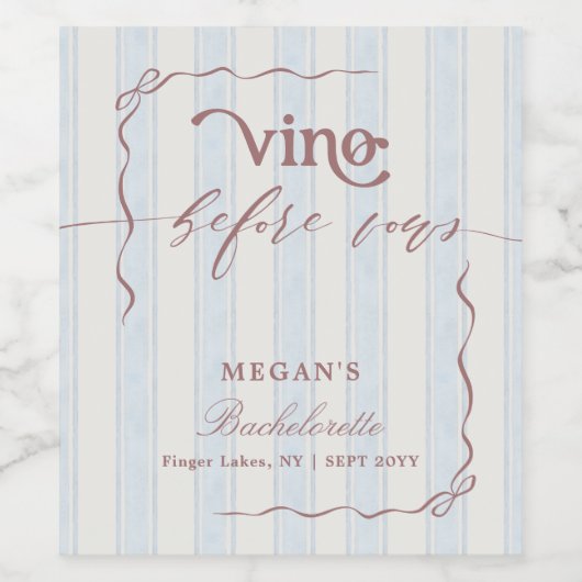 ヴァウズの前にヴィノ 脚本 バチェロレッテパーティー ワインラベル (シングルラベル)