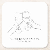 ヴァウズの前にヴィーノ おしゃれなワインブライダルシャワー スクエアペーパーコースター (正面)