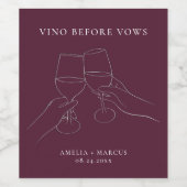ヴァウズの前にヴィーノ　シックなワイン ブライダルシャワー ワインラベル (シングルラベル)