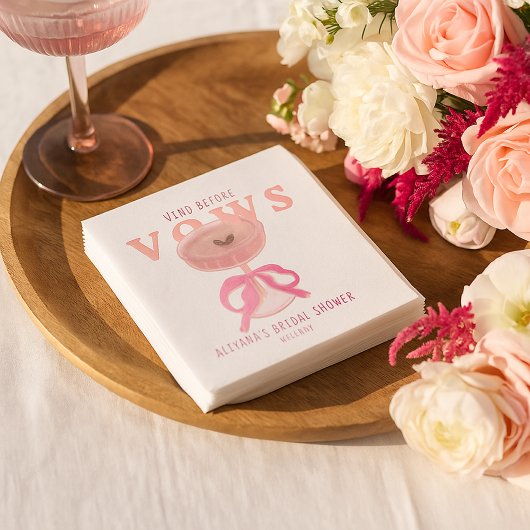 ヴァウズの前にヴィーノ ピンクワインボウ ブライダルシャワー スタンダードカクテルナプキン