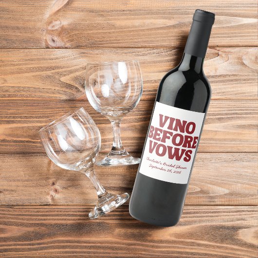 ヴァウズ前のヴィノ バーガンディ ブライダルシャワー ワインラベル