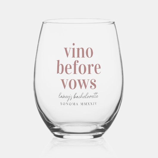 ヴァウズ前のヴィノ ワインカントリー バチェロレッテパーティー ステムなしワイングラス (正面)