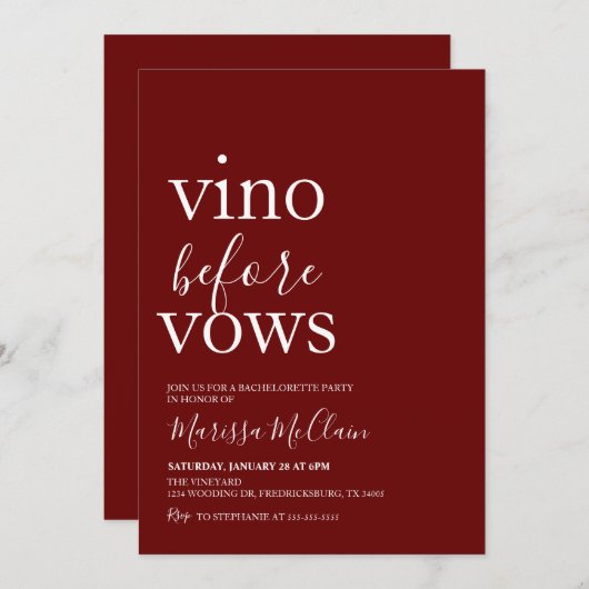 ヴァウズ前のヴィノ ワイン招待状 招待状 (正面/裏面)