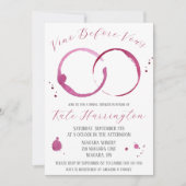 ヴァウズ前のヴィノ、ワイン、ワインのシミ、ブライダルシャワー 招待状 (正面)